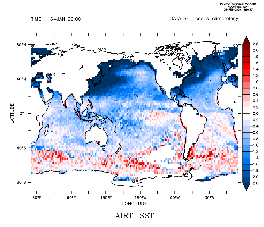 raster plot of temperature difference